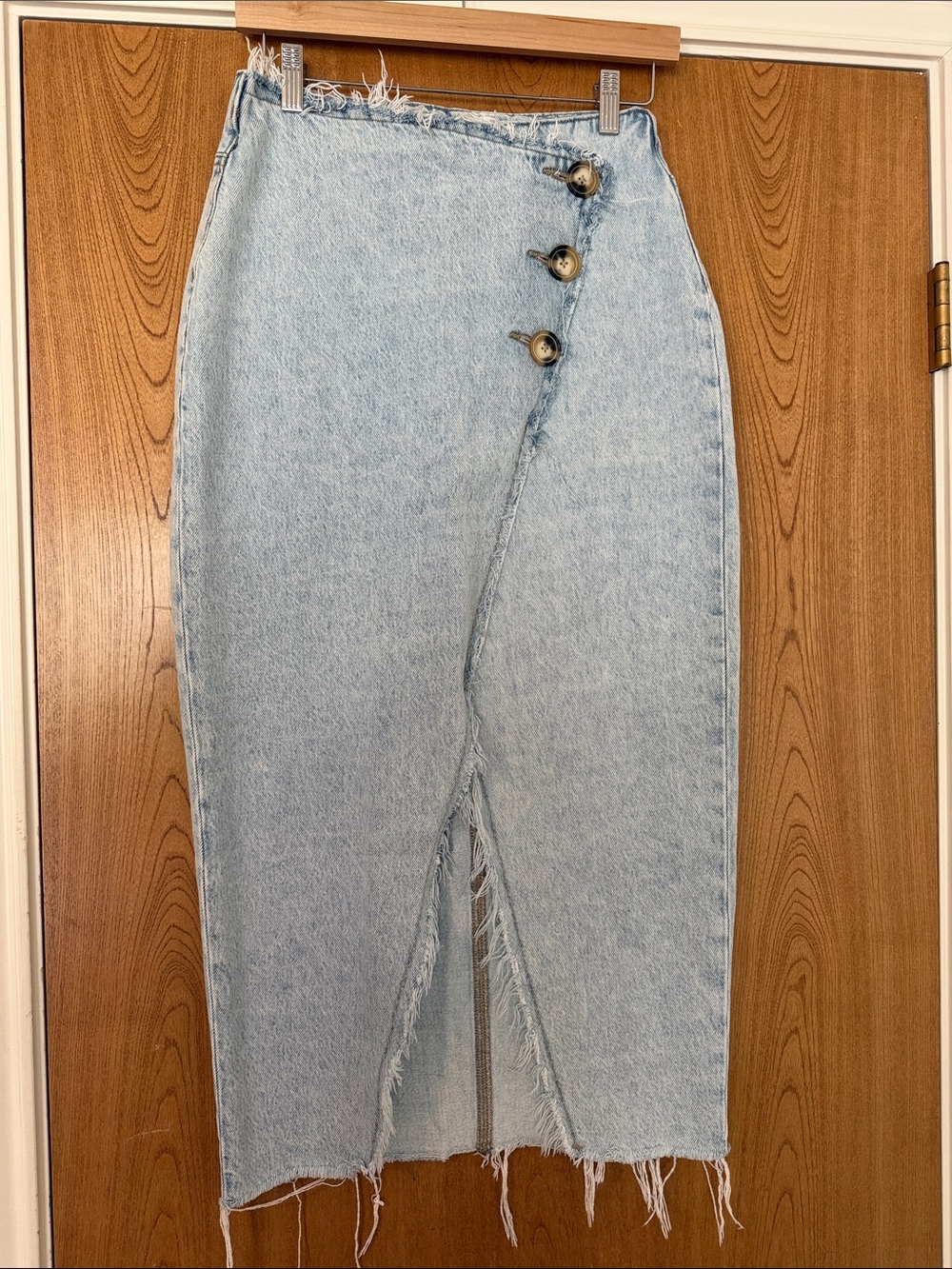 Zara Light Blue Denim Midi Skirt